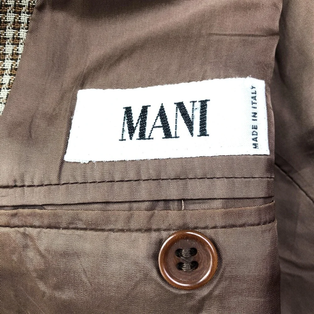 Georgio Armani Blazer Mens 40 Brown Check Wool Tweed Sport Coat Mani Italy